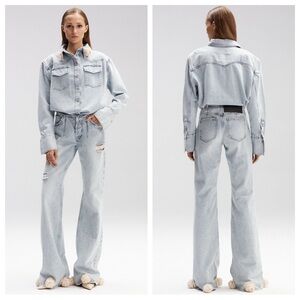 The Mannei Nula High Rise Flare Blue Jeans